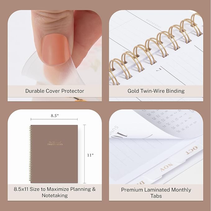 Blue Sky Life Note It 2027 Weekly & Monthly Planner, 8.5"x11", Solid Latte