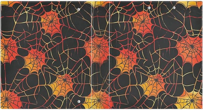 Spider Web Pattern Orange 3 Ring Binders 1.5 Inch Round Rings Clear View Three Ring Binders Versatile Binder for Work School Office Supply 1 Pack