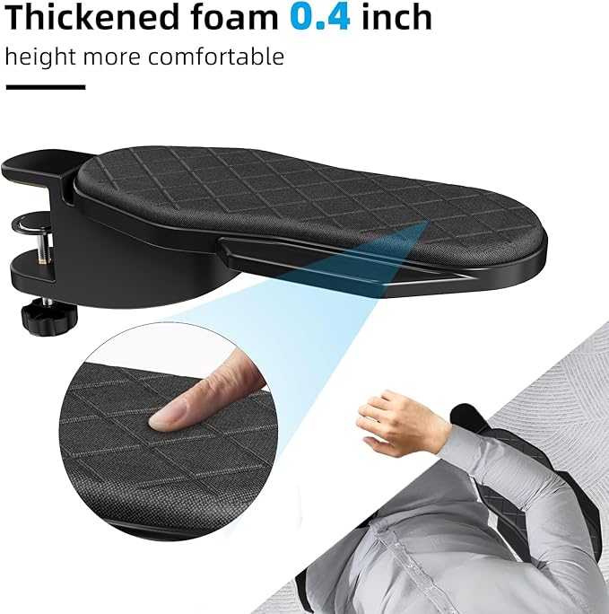CABTE Ergonomics Desk Extender Tray, Table Mount Arm Wrist Rest Shelf | 180° Swivel Elbow Arm Support, Computer Desk Extender Tray for Home and Office (Black - Rotating)