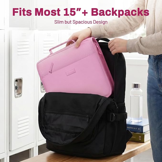 Zipper Binder with Handle, 1.5 Inch O-Ring, 325 Pages Capacity, with 5-Tab Expanding File Folder for Classified Storage, Small Size Lightweight Zipper Bag for Middle School Students, Grape Purple