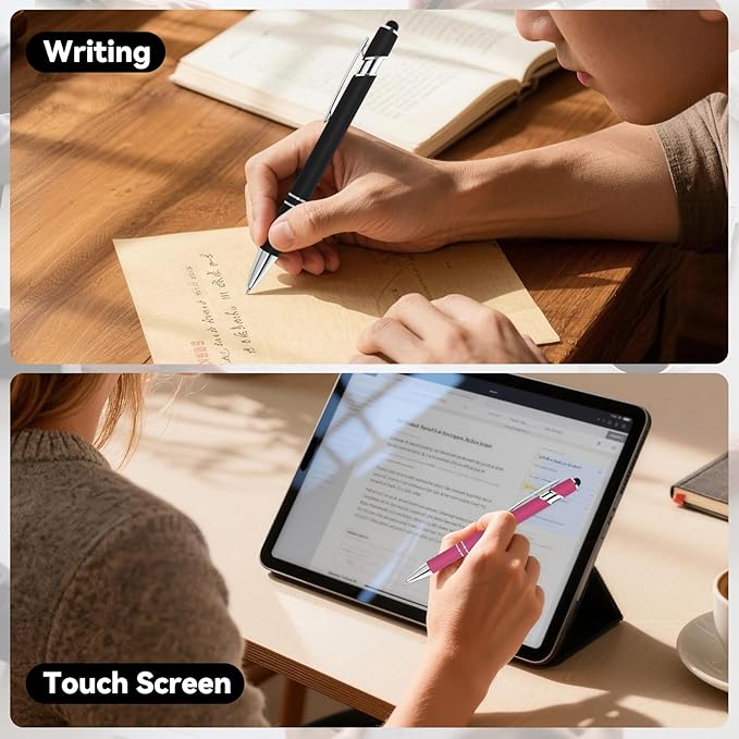 WYPAS Bulk Custom Pens - Personalized with Name, Engraved Text/Logo - Stylus Tip, Black Ink - Options for Corporate Gatherings, Events & Promotions (Pink)