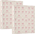 Pink Bow Rhombus Plaid 3 Ring Binder 1.5 Inch 2 Pack with 200 Sheet for Kids School Supplies Women Men Office