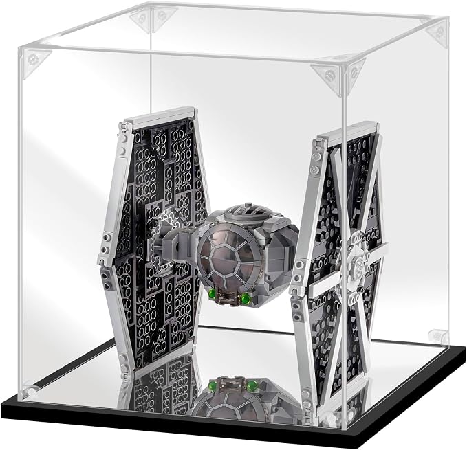 Acrylic Display Case for Collectibles Assemble Acrylic Display Box for Lego 75300 75304 75349 Helmet Model Clear Acrylic Case for Display Toys Action Figures(Black,7.9*7.9*9.8 inch)