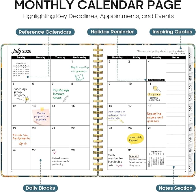 Taja Planner 2026-2027, Jul 2026-Jun 2027 Monthly & Weekly Calendar Planner | 8.5" x 11", Hardcover Academic Calendar, Teacher Student Agenda Book with Tabs, School Office Supplies, Citrus Bloom