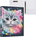 Colorful Cat 3 Ring Binder Letter Size 1.5 Inch Binders 3 Ring with Clipboard & 3 Pockets Three Ring Binder Organizer for Girls School Supplies 1 Pack