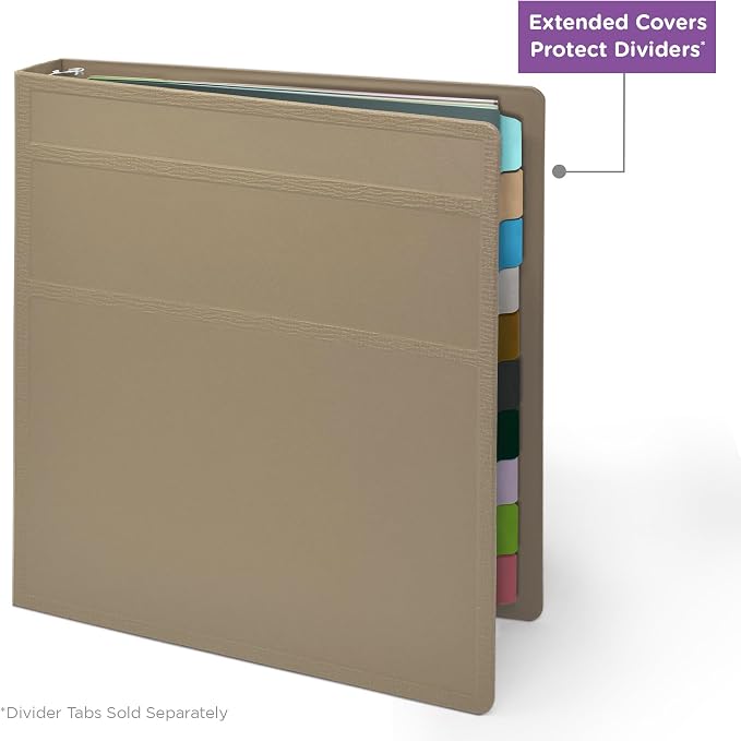 Carstens 1-Inch Heavy Duty 3-Ring Binder - Side Opening, Sand, Durable Plastic, Precision No-Gap Rings, Waterproof Cover, No Pockets, Holds 125 US Letter Sheets, BPA-Free, Made in USA (8717-3R)