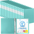 Henoyso 36 Pack 1 Inch 3 Ring Plastic Binders, Bulk Flexible PP Binders for Classroom & School Supplies, Letter Size 8.5 x 11, Holds 240 Sheets with Interior Pocket (Mint Green)
