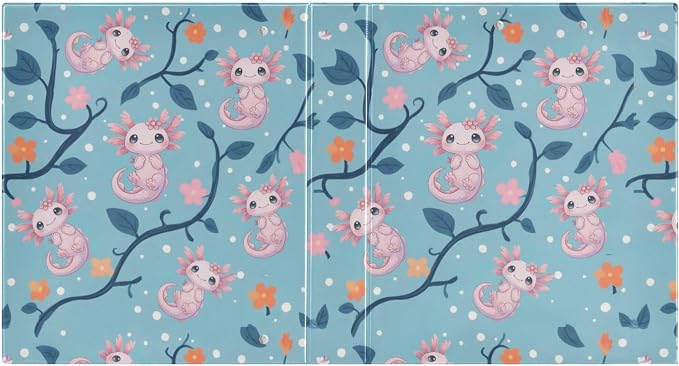 Cute Pink Axolotl Round Ring Binders 1.5 Inch Aquatic Plant Amphibian Blue 3 Ring Clipboard Binder for Office School Work Supplies File Folder 200 Sheet Capacity 2 Pieces