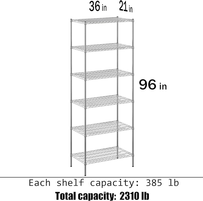 Regal Altair 21" Deep x 36" Wide x 96" Height Wire Shelving Kit | 6-Tier | NSF Commercial Storage Rack Unit