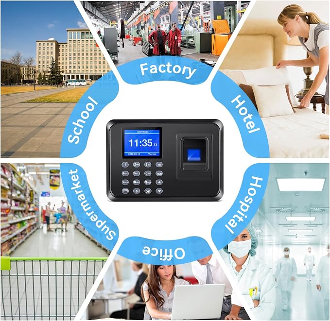 Time Clocks for Employees Small Business, Fingerprint Time Clock | Attendance Machine with PIN Code Biometric Punch Clock for Office, No WiFi Needed, 0 Monthly Fees, Clock in and Out System