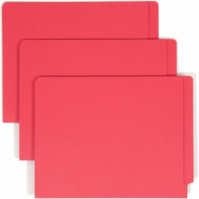 Smead End Tab File Folder, Shelf-Master Reinforced Straight-Cut Tab, Letter Size, Red, 100 Per Box (25710)