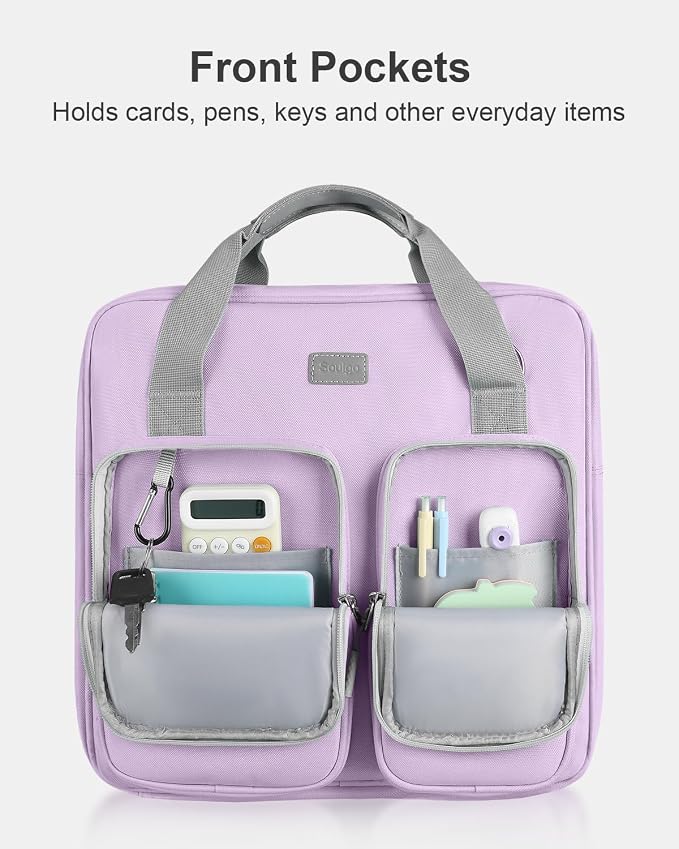 3 Inch Zipper Binder 3 Ring with Shoulder Strap & Multi-Pocket | Binder with Zipper Holds Up to 700 Sheets for Office School, Compatible with 13” MacBook Laptop ipad, Purple