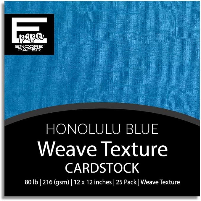 Honolulu Blue—12x12 Textured Cardstock | 80lb Textured Blue Scrapbook Paper | Premium Cardstock for Cricut Cutting | 25 Sheets
