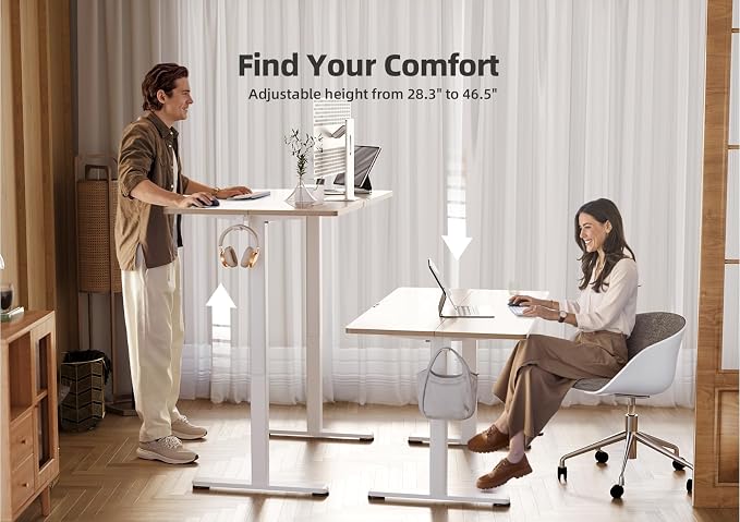 Claiks Electric Height Adjustable Standing Desk, 35x20 Inch, Nature | Smooth Height Adjustment, 3 Memory Presets, Cable Management Hub&Hook, Stable Steel Frame, 176lbs Capacity, Easy Assembly