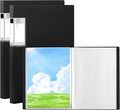 A3 Plastic Presentation Book with 40 Pockets, 2 Pack | PP Material Clear Sleeves Project Folder, Portfolio Organizer for Documents, Artwork, Office & School Supplies (Black)