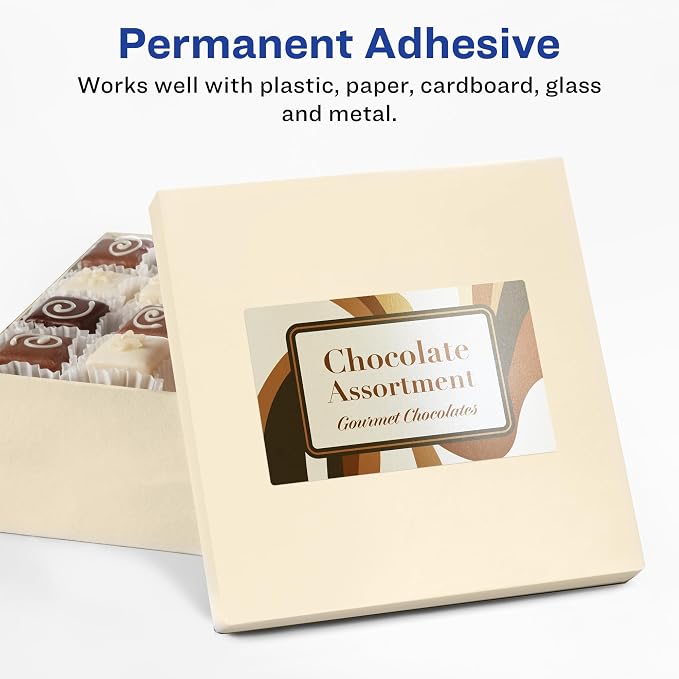 Avery® Pearlized Ivory Rectangle Labels, Sure Feed® Technology, Print-to-The-Edge, 3" x 3.75", 300 Pearlized Ivory Labels, Laser/Inkjet Printable
