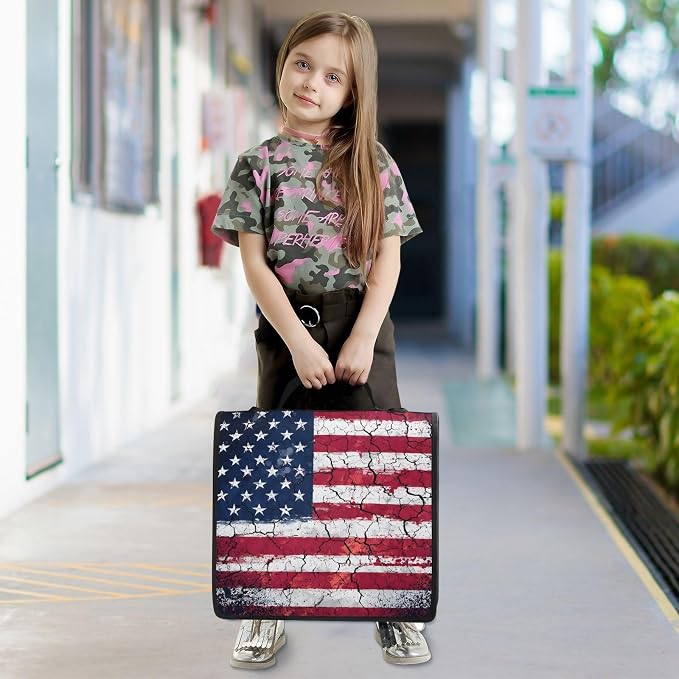 Custom Retro American Flag 3 Ring Binder Bag 1.5 inch Personalized Name Binder Organizer 500 Sheet Documents Storage for School Office