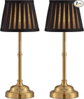KDG Gold Cordless LED Table Lamps Set of 2, Black Fabric Shade Desk Lamps | Portable 4000mAh Rechargeable Battery Powered, Dimmable Lighting for Dining Room, Bedroom, Bedside, Night Light, Balcony