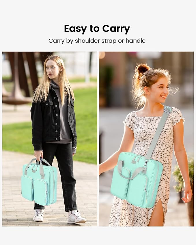 4 Inch Zipper Binder 3 Ring with Shoulder Strap,Tough/Multi-Pocket | Binder Bag with Laptop organizer for School Travel,Fit 13" MacBook & Tablet,800 Sheets Capacity,Water Resistant,Light Blue