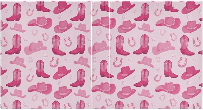 Aslsiy Wild West Girl Pink 3 Ring Binder 1.5 Inch Cow Hat Round Clipboard Binder Decorative Harcover Binders Organizer for Office Supplies