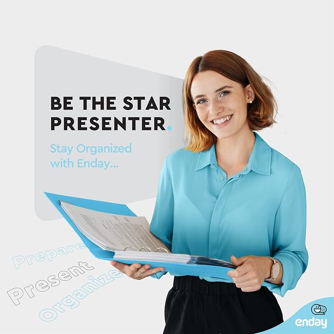 Enday 1/2 inch Binder 3 Ring Binder (6 Pack - Blue) O-Ring Binder with Clear View Cover and 2 Inside Pocket - for Letter Size 8.5 x 11'' Paper, Ideal for School Supplies, Office, and Home