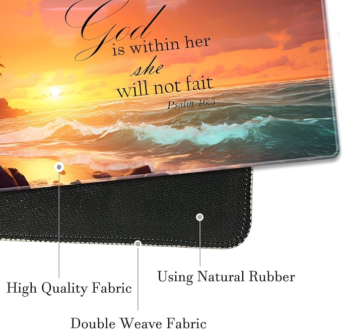Extended Gaming Mouse Pad 31.5" x 11.8", with Edge Stitching, Non-Slip Rubber Base Keyboard Pad, Suitable for Work, Game, Office, Home and Coasters, Palm Trees Beach