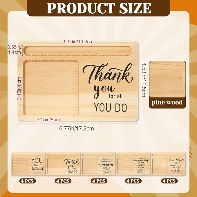 20 Pcs Back to School Teacher Appreciation Gifts Bulk Wooden Sticky Note Holder Motivational Thank Your Gift Inspirational Sticky Notes for Teacher Back to School (Diverse)