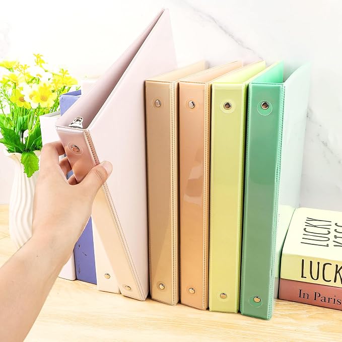 6 Pack 3 Ring Binder, 1 Inch Clear View Binders (Fit 8.5x11 Inches) | 175 Sheets Paper Capacity, Pastel Binders with 2 Interior Pockets for Office Supplies, School & Home (6 Light Colors)