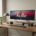 Walnut Dual Monitor Stand Riser - 43.3" Extra Long Wooden Monitor Stand for 2 Monitors, Desk Shelf Organizer for iMac, Laptop & Ultrawide Displays, Natural Wood Grain