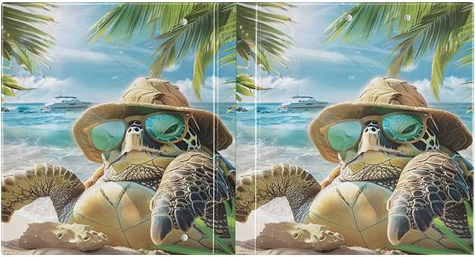 Custom 3 Ring Binder Turtle Summer Beach 1.5" Round Ring Binders Personalized Name View Binder with 200 Sheet for Women Men Office Kids School Supplies, 1 Pack