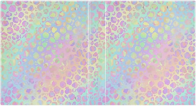 3 Ring Binder, Rainbow Leopard Print Neon File Folder Holds 200 Sheets File Storage for Women Men School Office Supplie