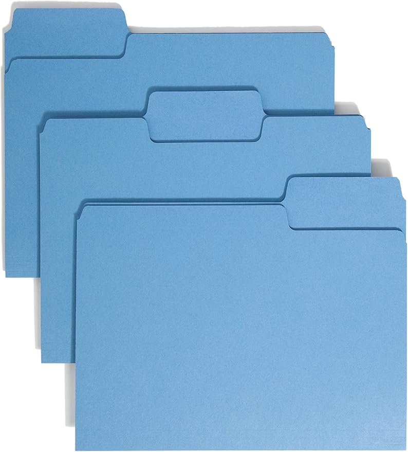 Smead SuperTab File Folder, Oversized 1/3-Cut Tab, Letter Size, Blue, 100 per Box (11986), Pack of 1
