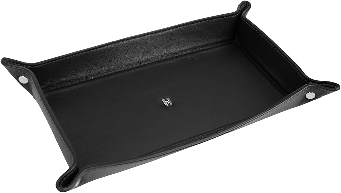 3-Pc Premium Full-Grain Leather Desk Organizer Set | Mat, Pencil Case & Tray | Chic Decor Accessories | Gift for Christmas, Birthday & Anniversary, Black