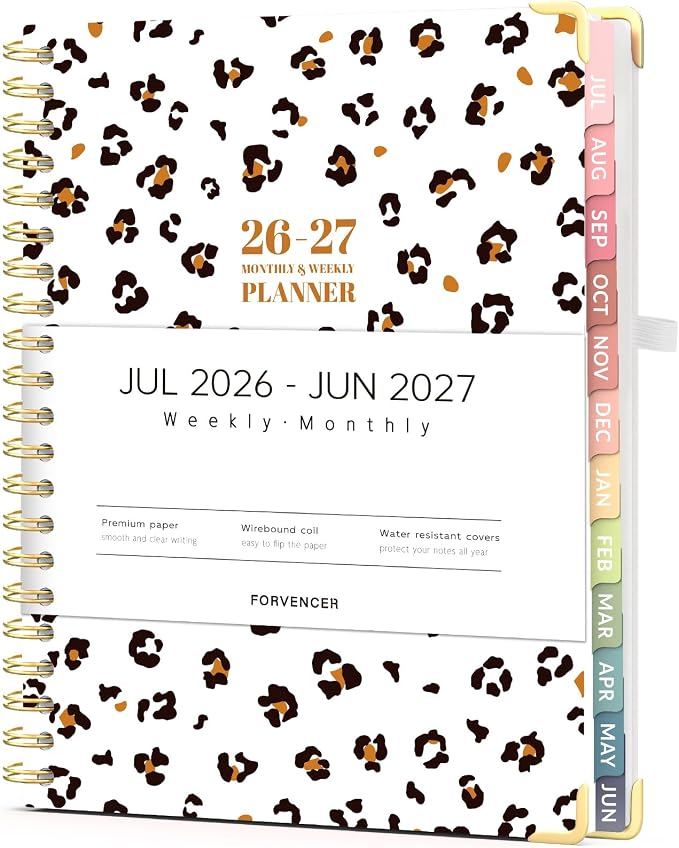 Forvencer Planner 2026-2027, July 2026 - June 2027,8.5x11" Calendar Planner | Weekly and Monthly, Hardcover Planning book with Monthly Tabs, Cute Journal Organizer Notebook for Office School, A4 Size