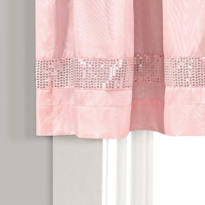 Lush Decor Night Sky Sequins Valance, Single, 84" W x 18" L, Blush & Silver - Extra Wide Curtain - Kitchen Curtain Valance - Modern Glam Decor - Bathroom Or Kitchen Valance For Windows