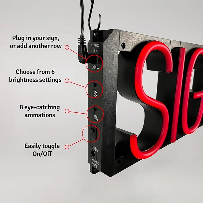 SpellBrite USE THIS DOOR Sign | Directional Sign with Neon Look, White LED Light Source | 17.4" x 23.8"