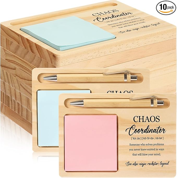 10 Pcs Back to School Teacher Appreciation Gifts Bulk Wooden Sticky Note Holder Motivational Thank Your Gift Inspirational Sticky Notes for Teacher Back to School (Coordinator)