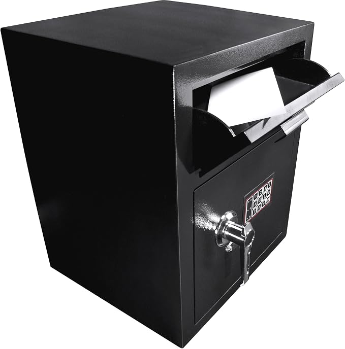 Barska Digital Depository Safe with Drop Slot – Solid Steel Lock Box for Cash, Mail & Valuables, Dual PIN Code Access, Anti-Pry Door, 2 Steel Bolts, Mounting Hardware – for Home & Office Security | Digital keypad depository safe with 5mm steel door and...