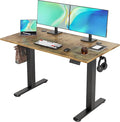 Claiks Electric Height Adjustable Standing Desk, 48x24 Inch, Vintage Brown | Smooth Height Adjustment, 3 Memory Presets, Cable management hub & hook, Stable Steel Frame, 156 lbs Capacity, Easy Assembly