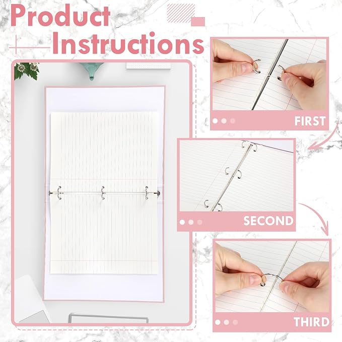 Sayglossy 4 Pcs Aesthetic 3 Ring Binder Sturdy 1 Inch Cute Binder Fits 11" x 8.5" Letter Sized Paper for Women Men School Office Home Supplies Work Organize Paperwork, 4 Colors (Cute)