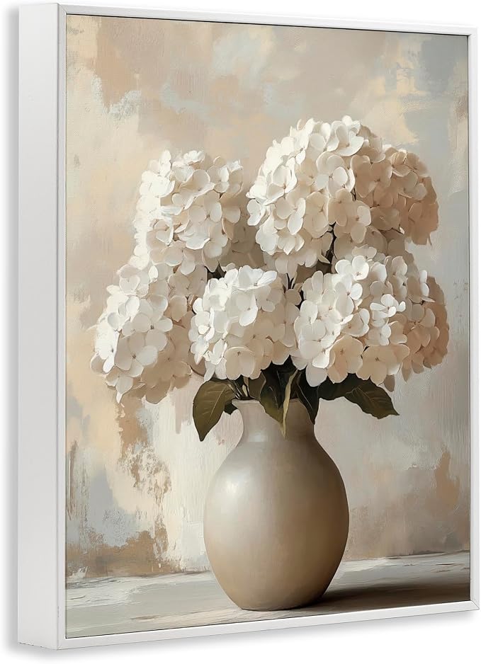 'Vase of Hydrangeas in Bloom'| Framed Giclee Art | Stupell Industries | White, 24 x 30 Inches, Easy to Hang and Sturdy, Made in USA, by LSR Design Studio
