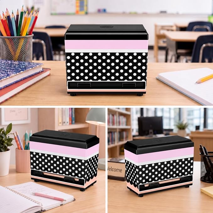 Yalikop Polka Dot Pencil Dispenser for Classroom Plastic Pencil Holder Teacher Must Haves Back to School Pen Dispenser with Lid Student Teacher Gift Classroom Decor Organization Supplies