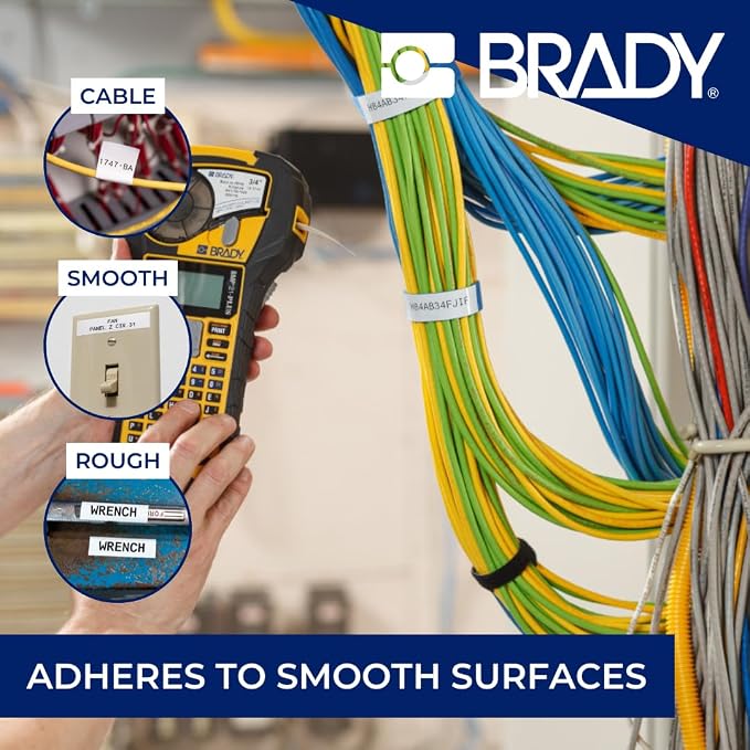 BradyGrip Authentic (M21-500-414) Print-on Hook Labels with Ribbon Featuring Velcro® Brand Hook for M21 Printers - 0.50"