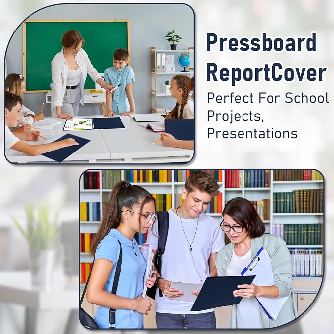 Resurhang 60 Pcs 11x17 Inch Pressboard Report Cover, 3" Capacity Presentation Binder Folder with Metal Prong Paper Fastener to Neatly Bind Reports Proposals Transcripts, Other Documents (Blue)