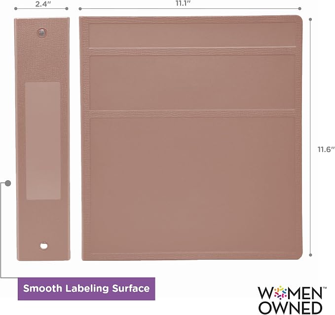 Carstens 2-Inch Heavy Duty 3-Ring Binder - Side Opening, Dusty Rose, Durable Plastic, No-Gap Rings, Waterproof Cover, No Pockets, Holds 300 US Letter Sheets, BPA-Free, Made in USA (2825-3R) Case of 16