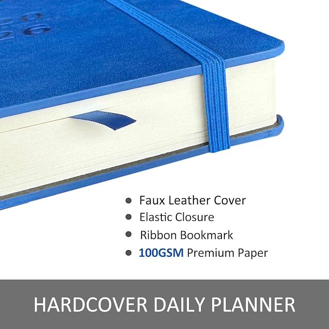 Benkaim Academic Daily Planner 2026-2027 One Page A Day (8.5"x5.8"), Calendar Book with Hourly Schedule, Appointment Book July 2026 to June 2027 Hard Cover (Blue)