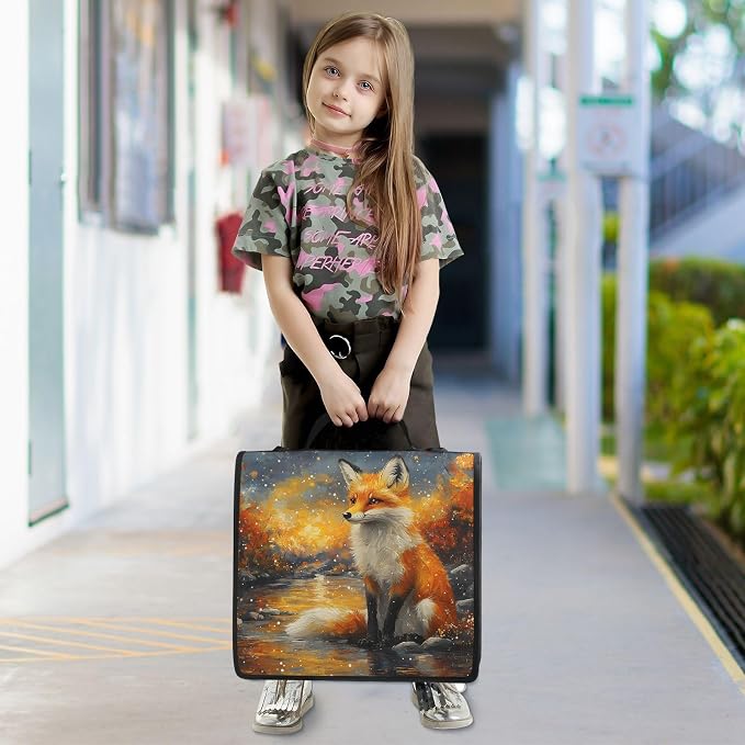 3 Ring Zipper Binder with Shoulder Strap Funny Magic Fox 2 Inch Zippered Binder Bag 500 Sheet Capacity Multi Pockets for School Supplies