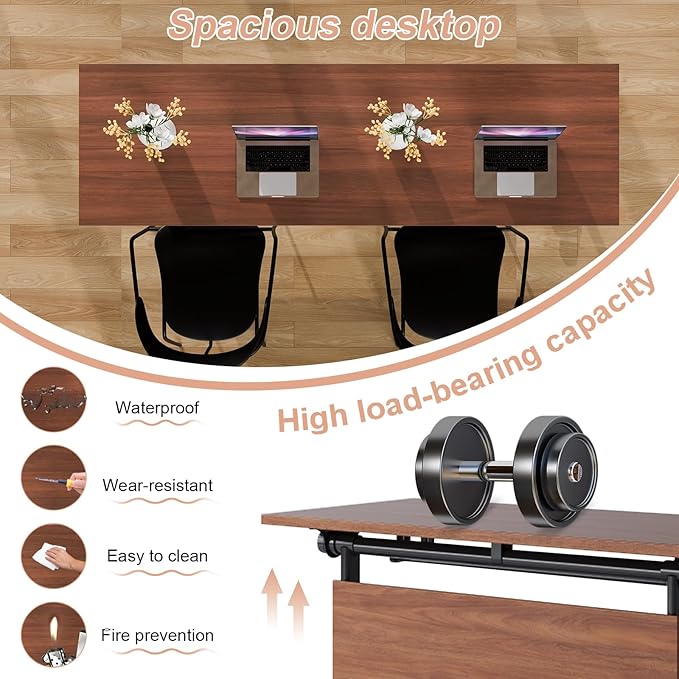 Conference Table Flip Top Mobile Conference Room Tables,Folding Conference Table with Wheels,Large Meeting Training Seminar Table Saving Space for Office Classroom(12D,61'')