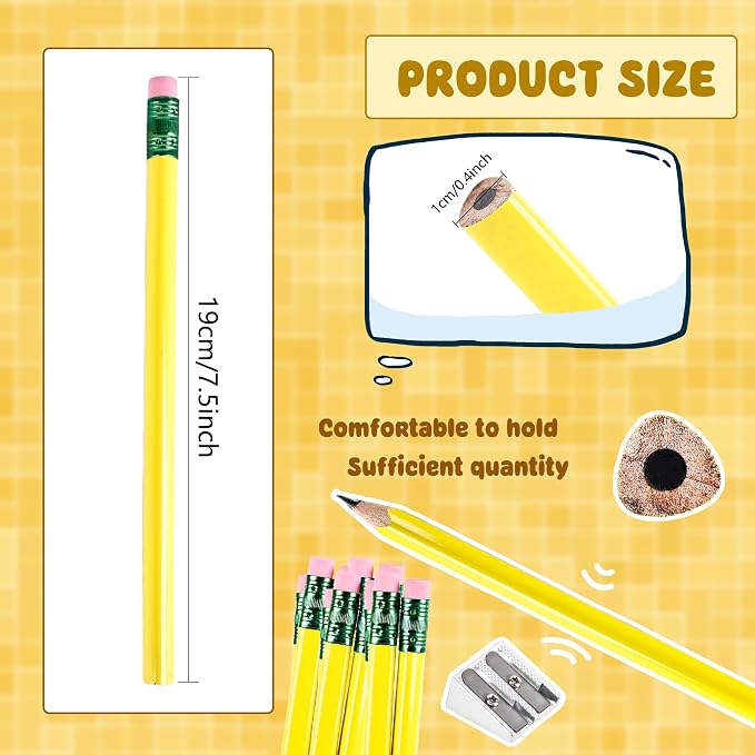 60 Pcs Fat Pencils Bulk Jumbo First Pencil with 6 Pcs Sharpeners Thick Large Triangle Pencils with Erasers for Kids Beginners Preschoolers School Office Supplies