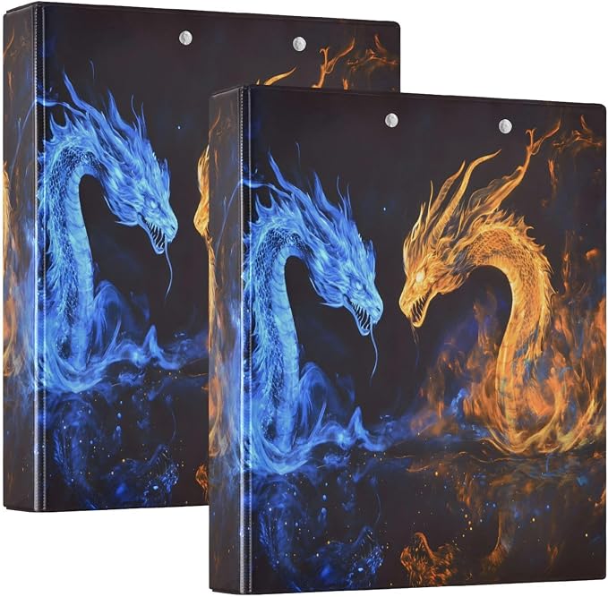 3 Ring Binder Funny Dragon Orange Dragon 1.5 inch Binders Three Ring Binders with Clipboard Fit 8.5'' x 11'' Paper 3 Interior PVC Clear Pockets for Office Supplies